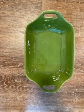 Crate&Barrel Olive Green Ceramic Serving Dish